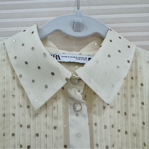 Zara semi sheer polka dot long sleeve blouse XS S - Picture 4 of 11
